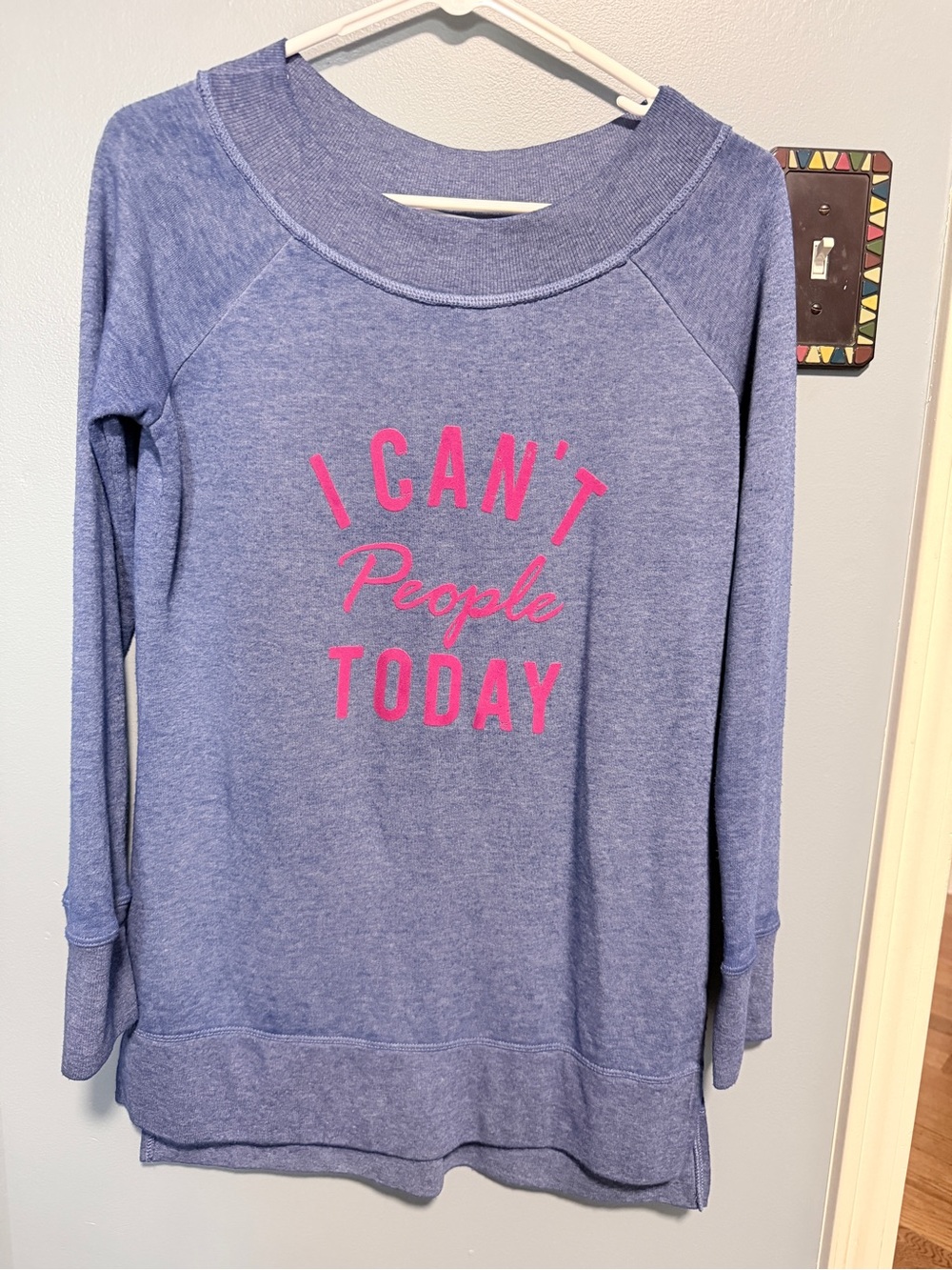 Maurices Blue Scoop Neck Sweatshirt with Pink Graphic